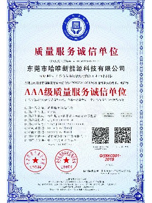 哈唯AAA級質量服務誠信單位